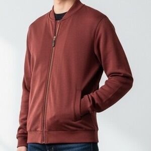 LL Bean Mens Bomber Jacket Rust Red Plaid Lined Zip Med grandpa core gorpcore